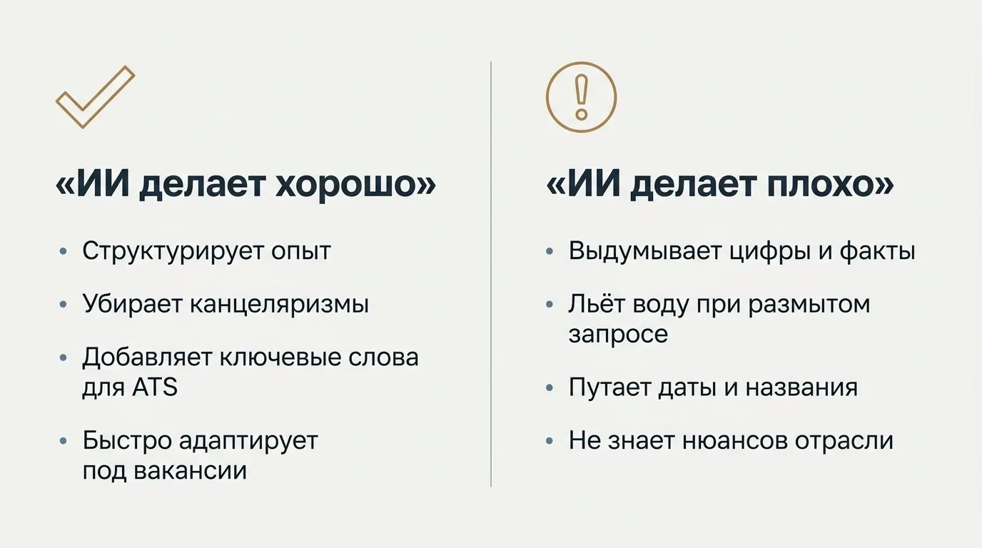 Интерфейс приложения для создания резюме на мобильном экране, живые данные в таблицах и графиках.